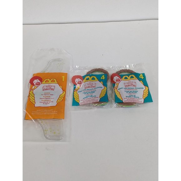 McDonald's Peter Pan Toys From 1997 Sealed Bag Set of 3 - Picture 1 of 5